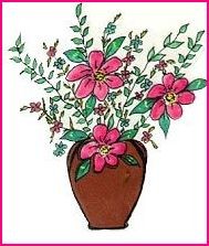 Pink blooms brown vase