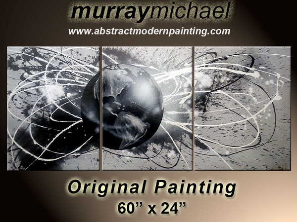 abstract painting black globe