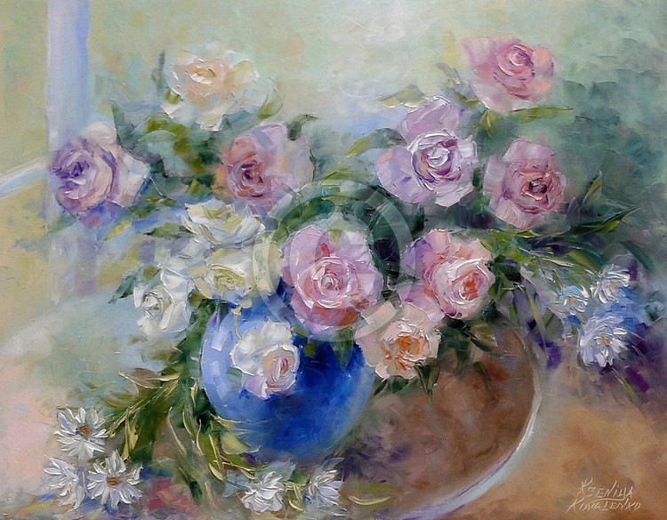 painting *Bouquet of roses* Oil on canvas 90x70 cm
