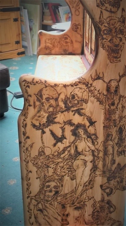 Gothic themed pine bench  (10)