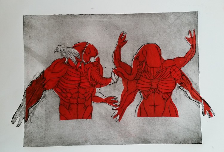 TheLiberationofHarmonyandChaosLinocutPrint