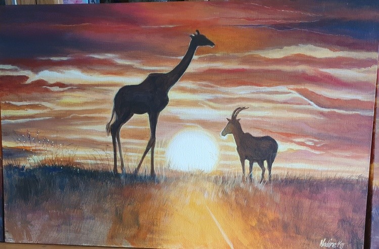 Giraffe n Topi Sunset