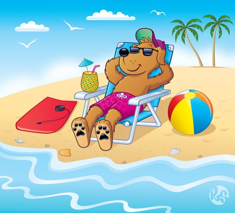 Lazy Beach Dog Relaxing At The Beach