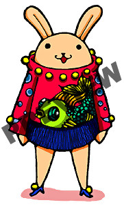Bunny and  Red Koi Fish Knit Sweater