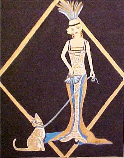 Art Deco Lady and Egyptian Mau