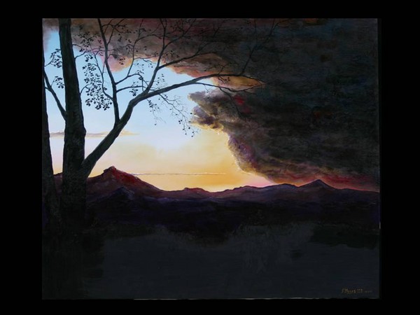 Fall Mountain Evening with Clouds
