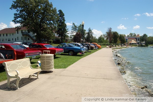 Cedar Lake Car Show & Bench by Lake