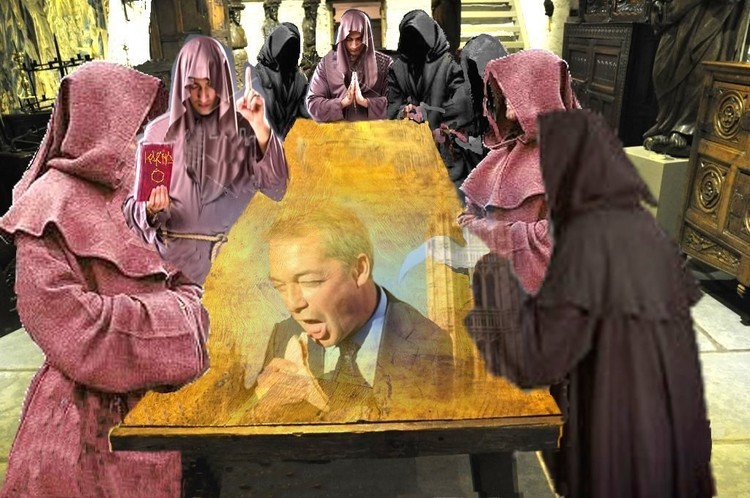 NIGEL FARAGE HAVING BREXITFAST AT KARMA TABLE