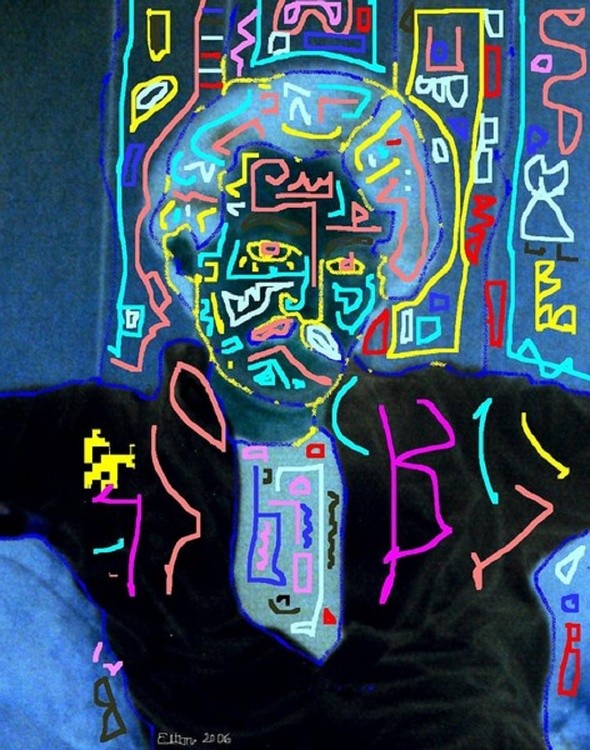 NIGHT LIGHTS AND NEON gods..(c) ..2006..elton houck..self portrait..ELTON'S ART TIME VAULT...