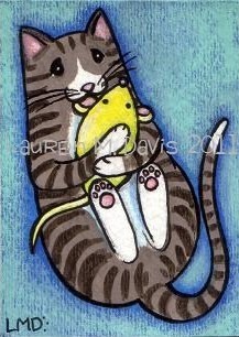 Cat ACEO ATC Original Art Painting Lauren Davis