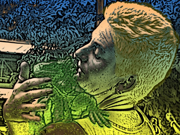 Me with green Iguana
