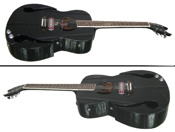 Gothic eco guitar from cardboard & leather side