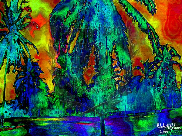 Tropical Sky Palms Color Collage