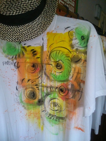 hand painted t shirt fossils series
