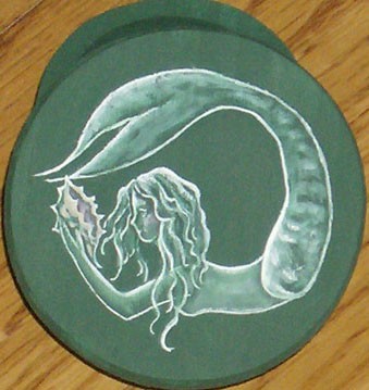 Green Mermaid Wood Keepsake Box