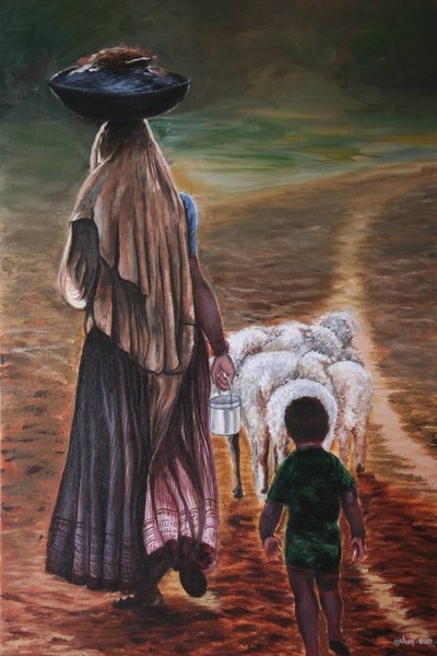 women walking home after a long day 24 x 18