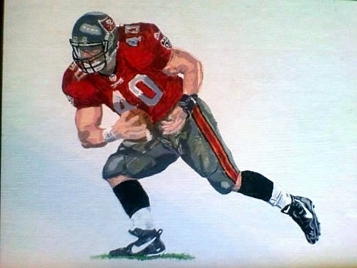 Mike Alstott 11 X 14 Original Acrylic on Canvas