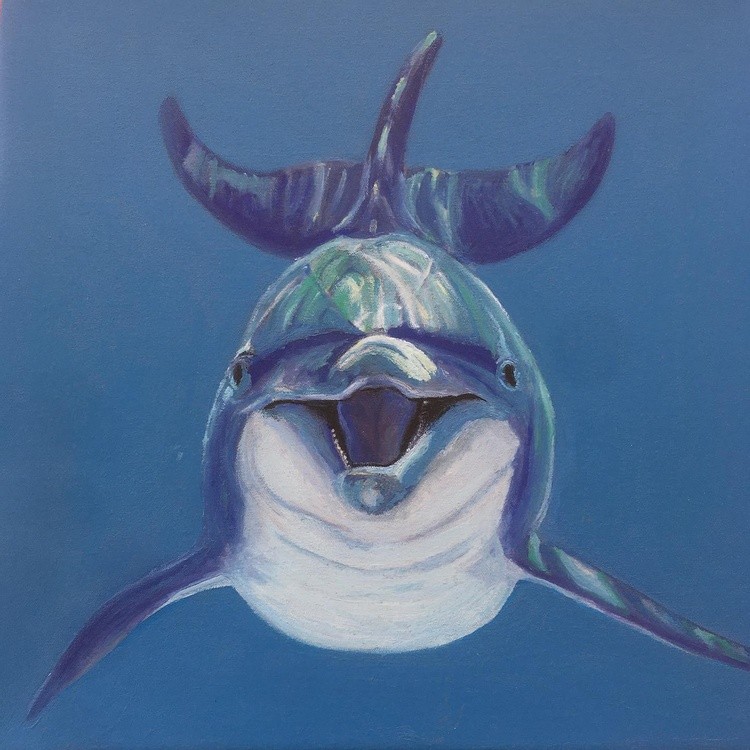 Dolphin oil painting which has no name