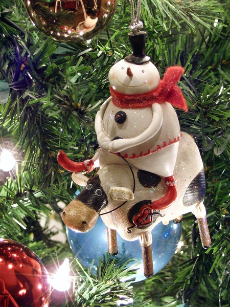 Cow Riding Snowman 