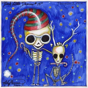 Dark Little Dearies #15 - Skeleton Christmas Art