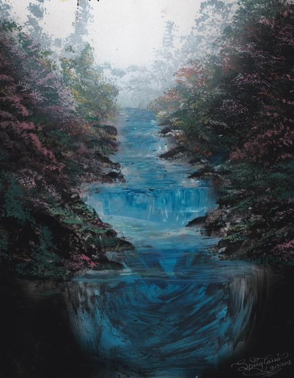 crosscut lakespraycasso spraypainting spa spray paint Landscape The SMR
