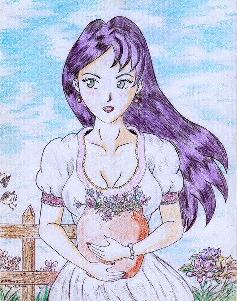 Girl with flowerpot