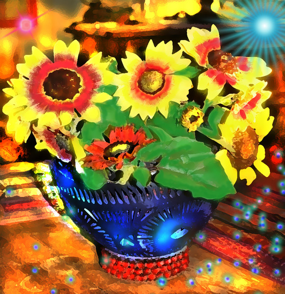SUNFLOWERS WITH STARS copyright by Michael Forbus
