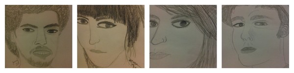 Sketch of Jamal, Maya, Julia and Casey