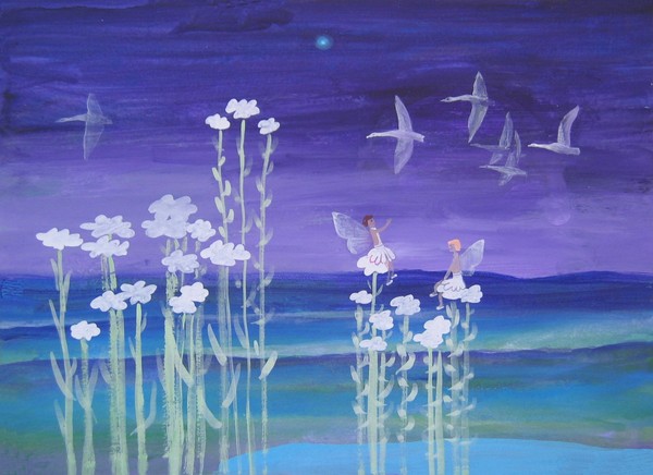 2 Fairies Watching Wild Swans Flying