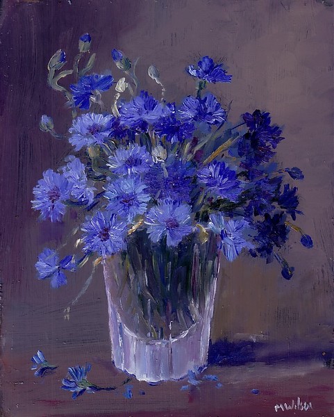 Cornflowers in a Vase by Marjorie wilson | ArtWanted.com