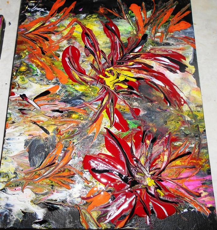 abstract red flower garden