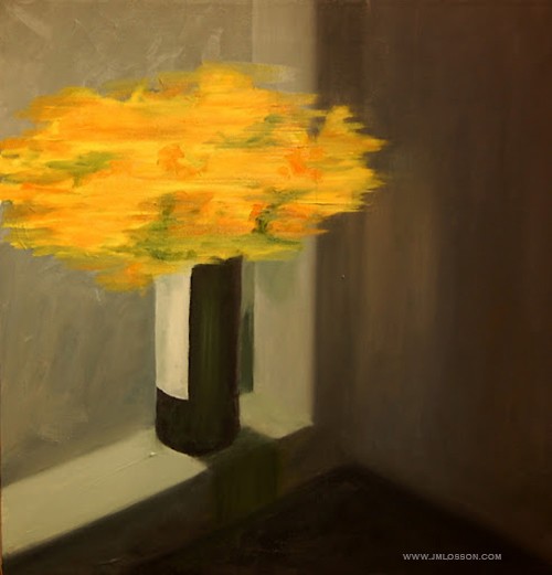 Yellow flowers on a Window Sill