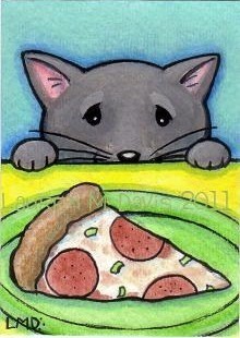 Cat ACEO ATC Original TINY Art Painting