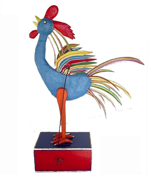galo azul, blue a rooster