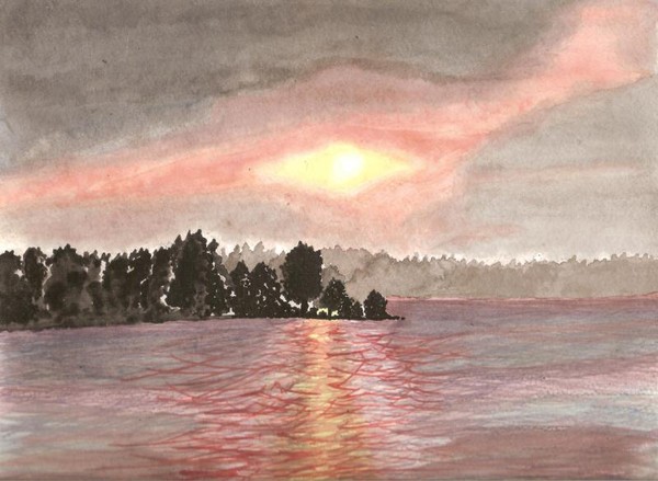 sunset on the lake