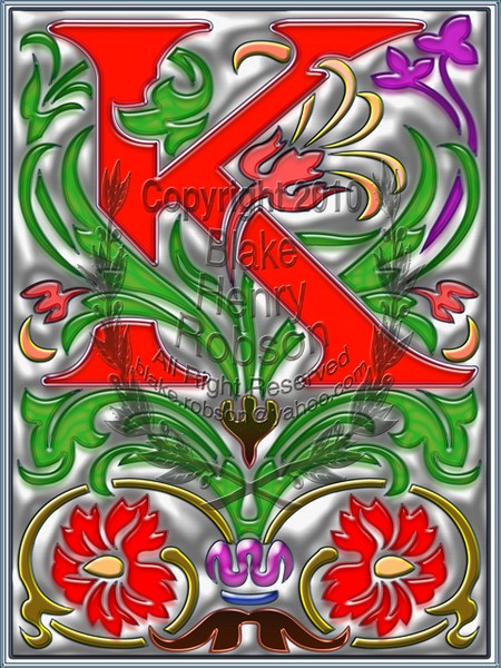 Pictorial Alphabet Letter K Victorian style