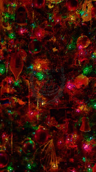 Christmas tree, ornaments, tinsel & colorful light