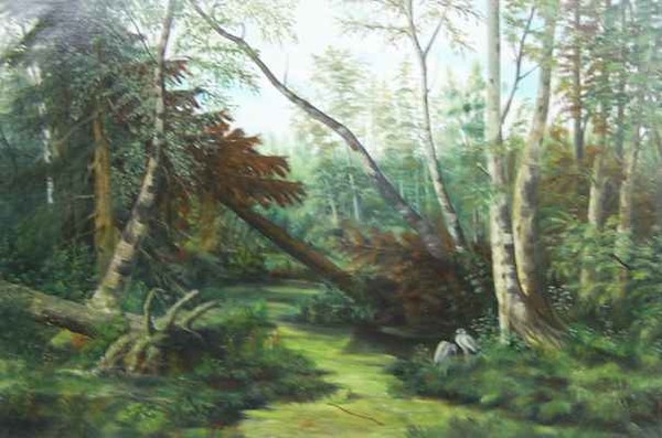 Even in forest with egrette (Reproduction)