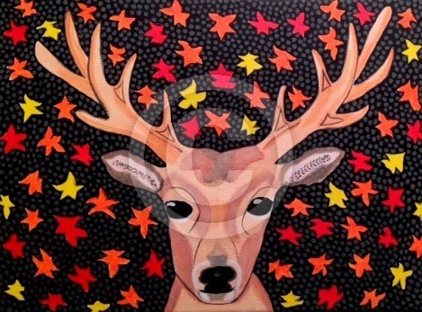 Stag at night