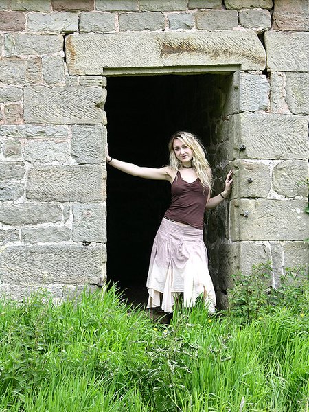 Beth in the barn doorway.