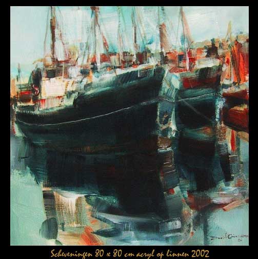 Boats 80 x 80 cm acryl on linen