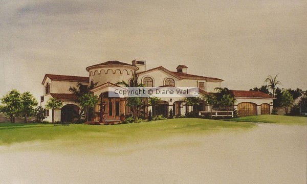 home watercolor rendering anaheim hills california