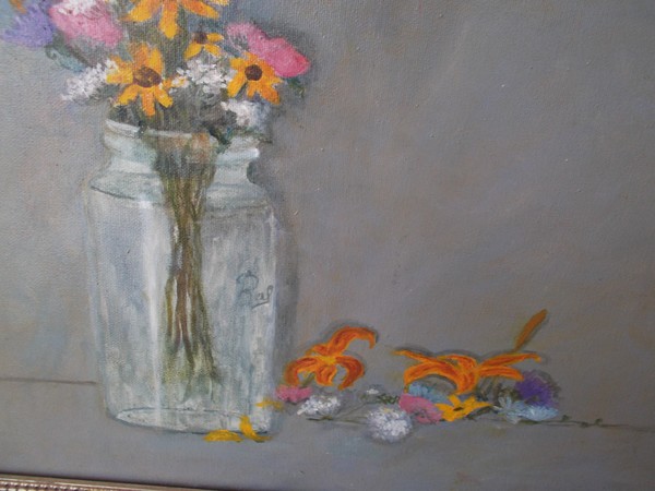 wildflowers in canning jar