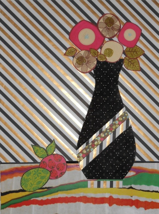 Abstract Flowers in Black Vase