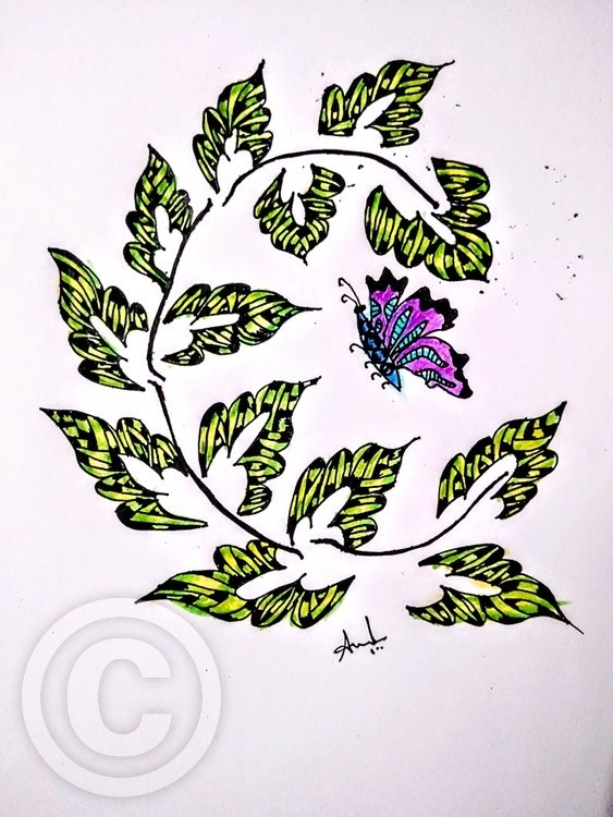 'C' letter leaf art..