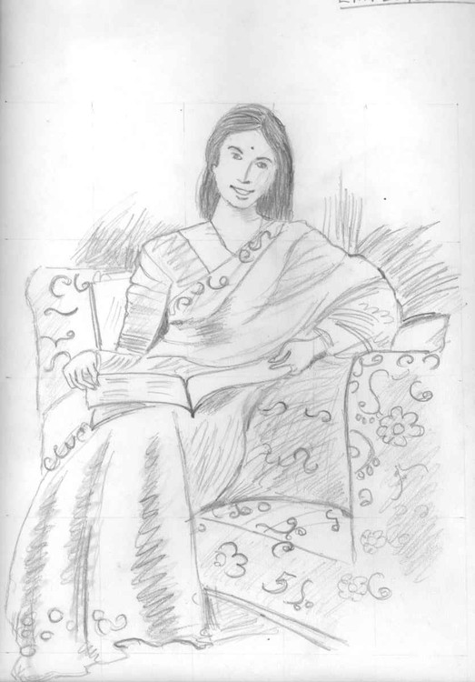 Woman reading newspaper