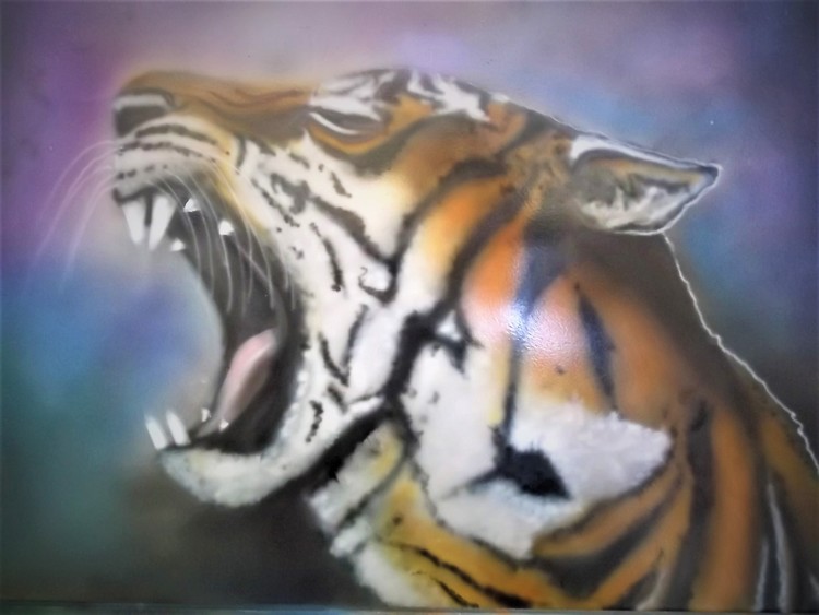 AIRBRUSH CATS on prepared A1 card (5)