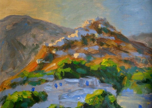 Evening view of Chora, Serifos