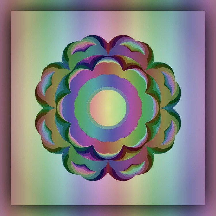 Rainbow-Hued Pastel Gradient Mandala Design ~ 6.16.24.2