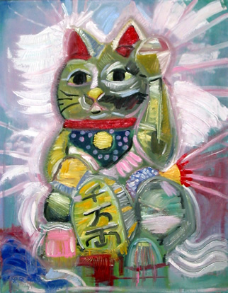 Crazy Quilted Maneki Neko ( Lucky Cat ) So Cute!